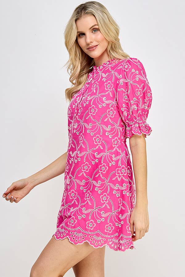 Eyelet Back Tie Mini Dress