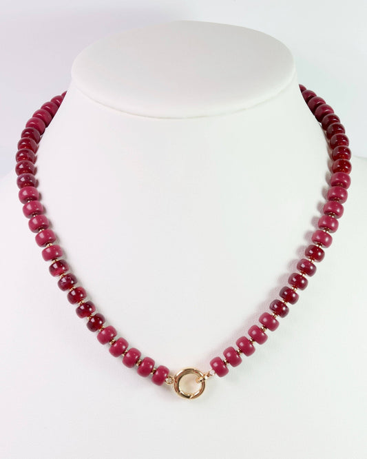 Tiara Beaded Toggle Necklace Burgundy