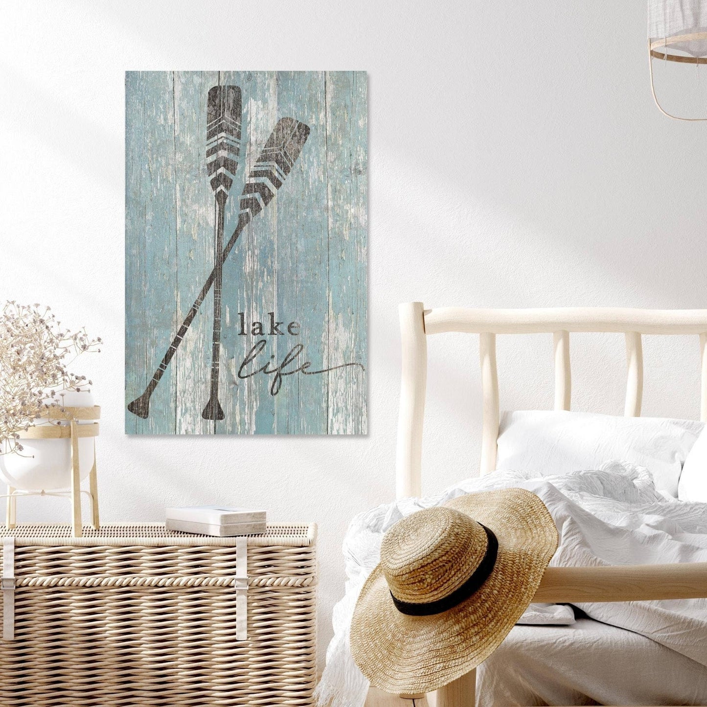 Lake House Gift Lake Life Weathered Canvas Wall Art Decor