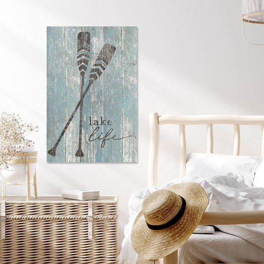Lake House Gift Lake Life Weathered Canvas Wall Art Decor