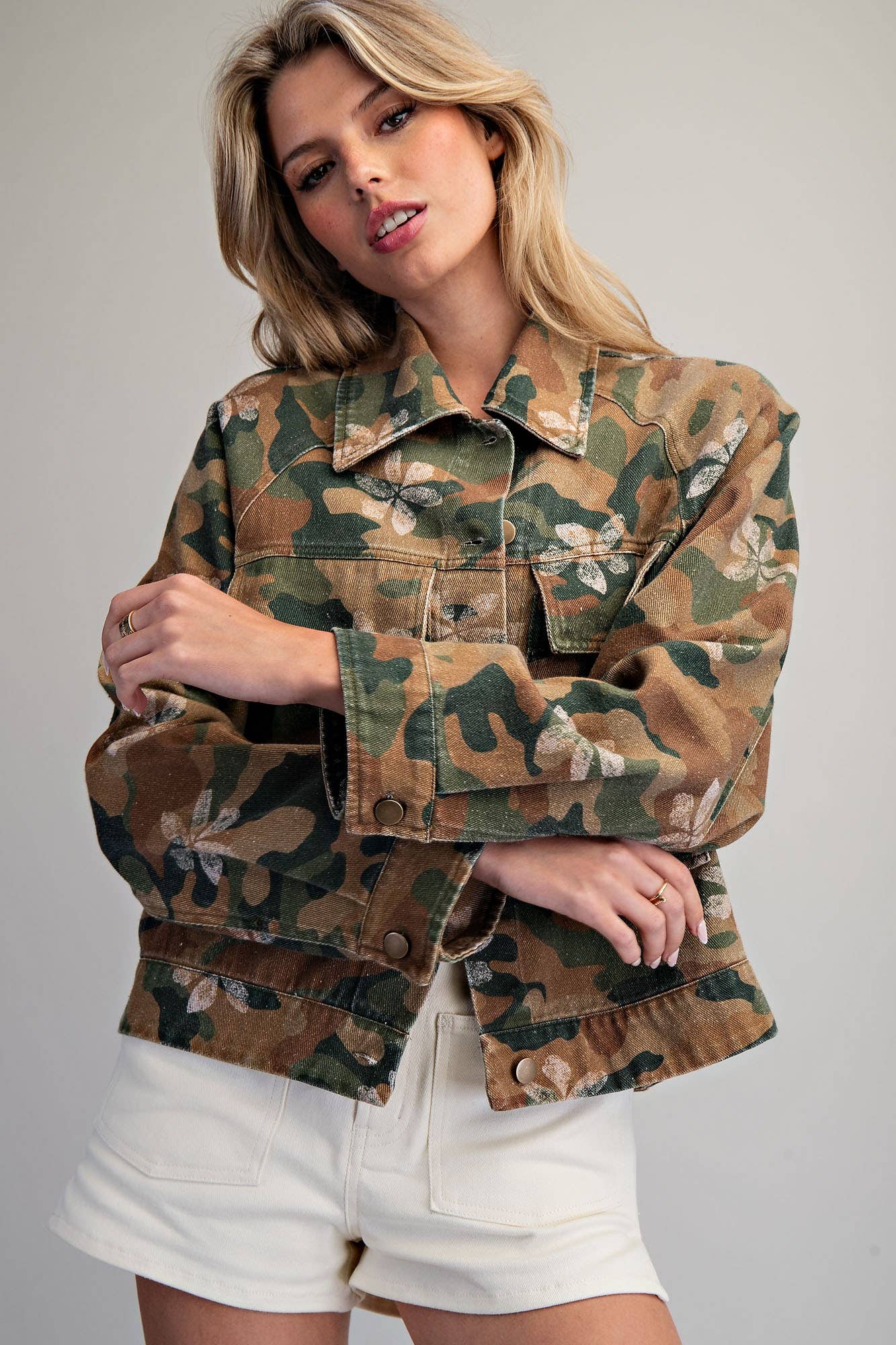 FLORAL CAMO PRINTED JACKET