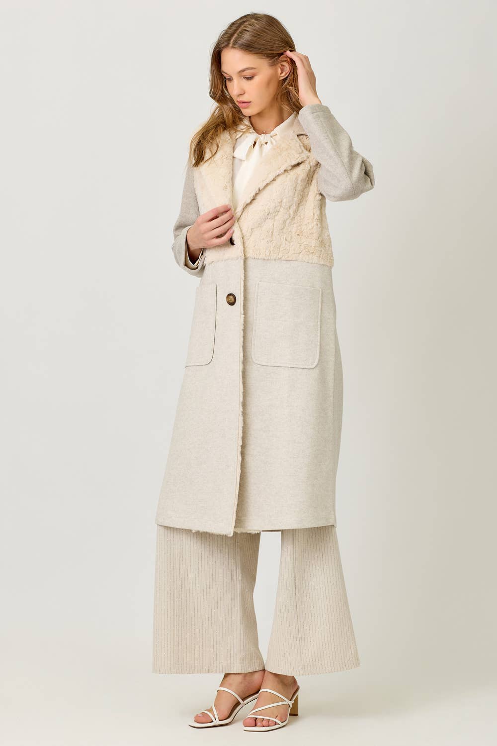 Color Blocked Long Coat