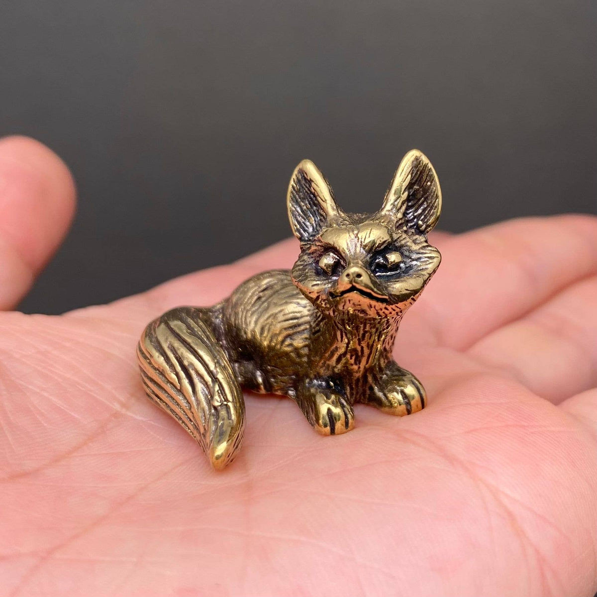 Brass Crouching Fox Crafts Decoration Desktop Ornaments