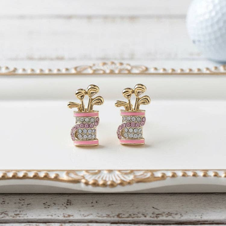 Pink Sunday Bags Golf Earrings
