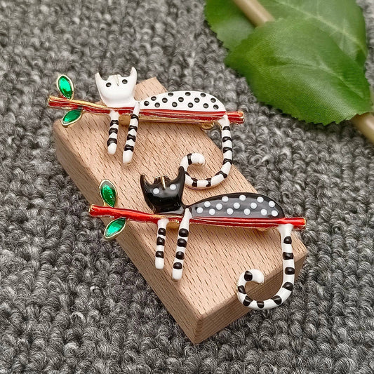 Abstract Enamel Spotted Cat Brooch