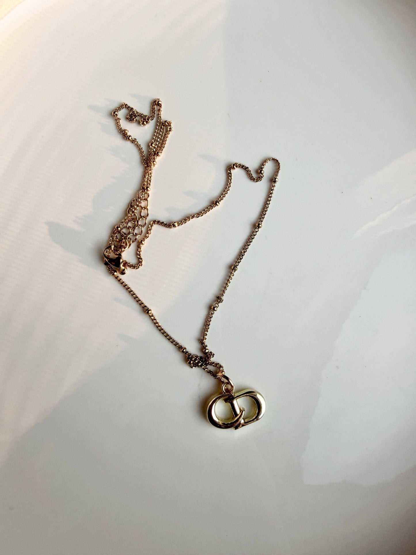 Upcycled Dior Gold Pendant Necklace