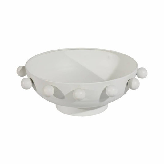 White 11 in. Iron Novelty Hobnail Solid Casual Home Bowl