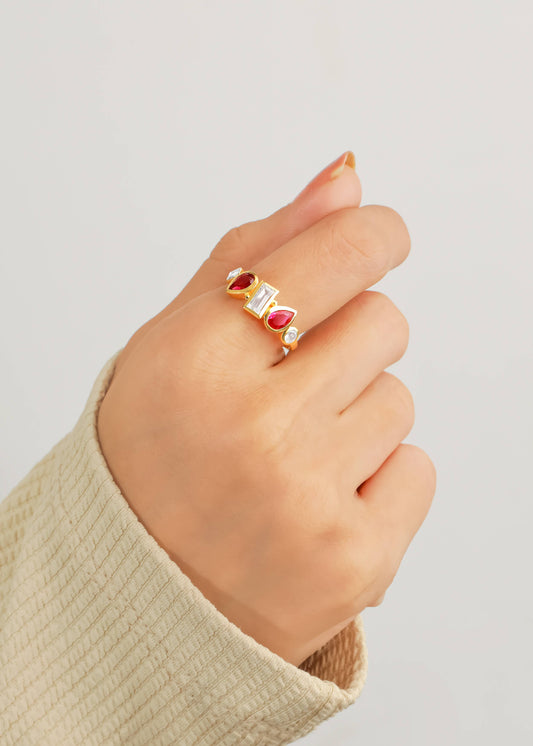 Celestial Alignment Ruby Flare Ring