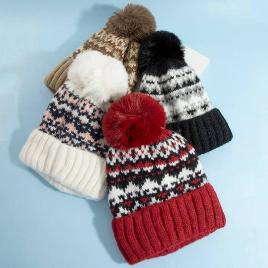 Warm Winter Theme Pom Beanie