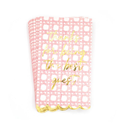Pink Cane Print Paper Guest Towel Napkin Pack, 16-Count