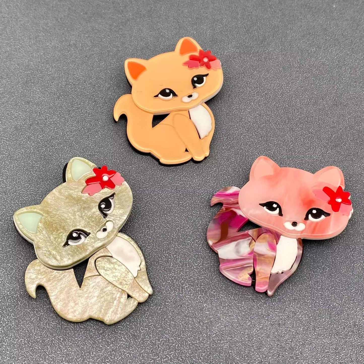 Cute Acrylic Fox Brooch
