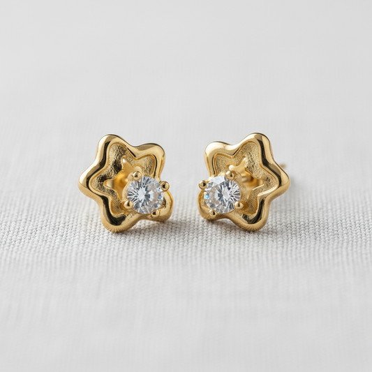 Vintage Inspired Filigree Zircon Star Stud Earrings