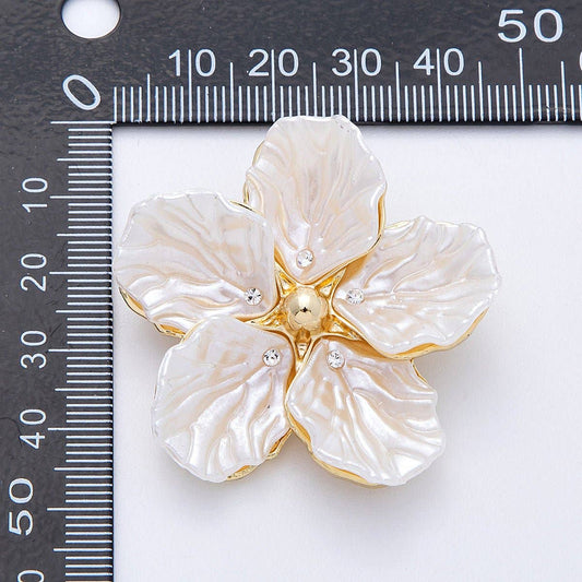 Blooming Shell Pearl Flower Pin Brooch