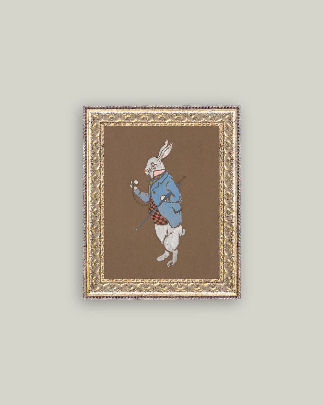 White Rabbit Framed Antique Art