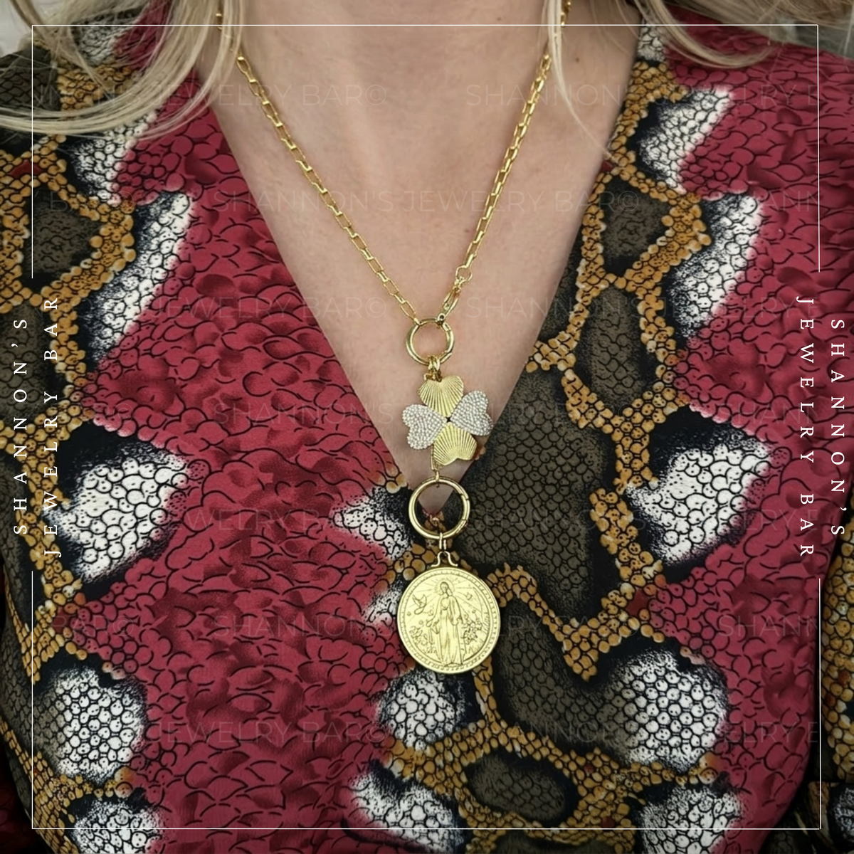 Gold Carabiner Necklace, Charm Holder Necklace