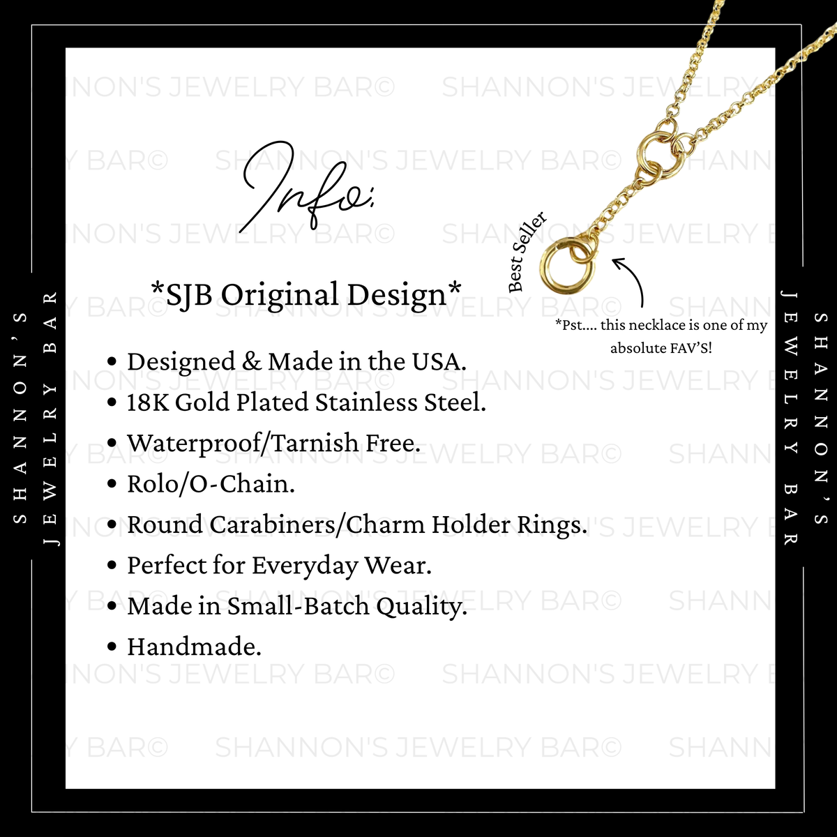 Double Carabiner Chain Necklace, 18K Gold Plated