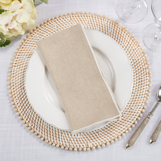 Linen Stonewashed Stitched Border Napkin