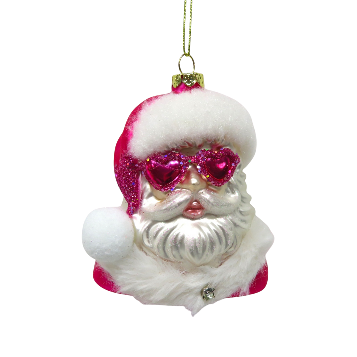 Pink Santa w/Glasses Orn