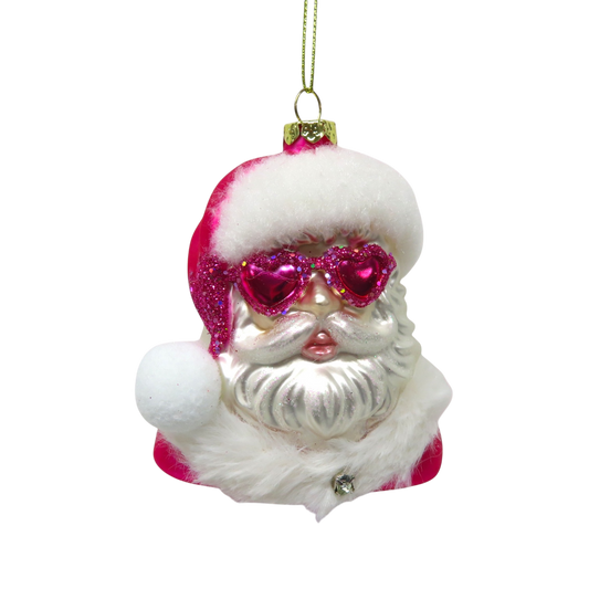 Pink Santa w/Glasses Orn