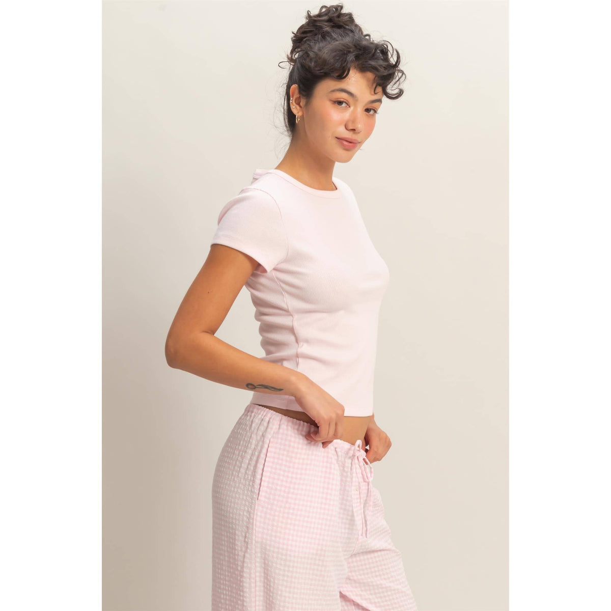 Basic Ribbed Short Sleeve Top