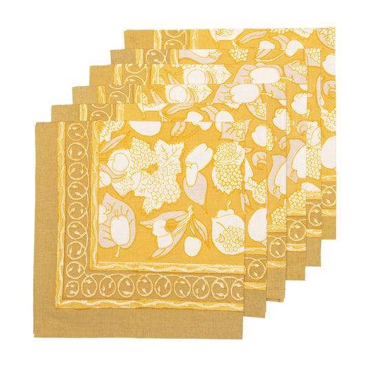 Forest Harvest Grey & Mustard Napkins - Set of 6