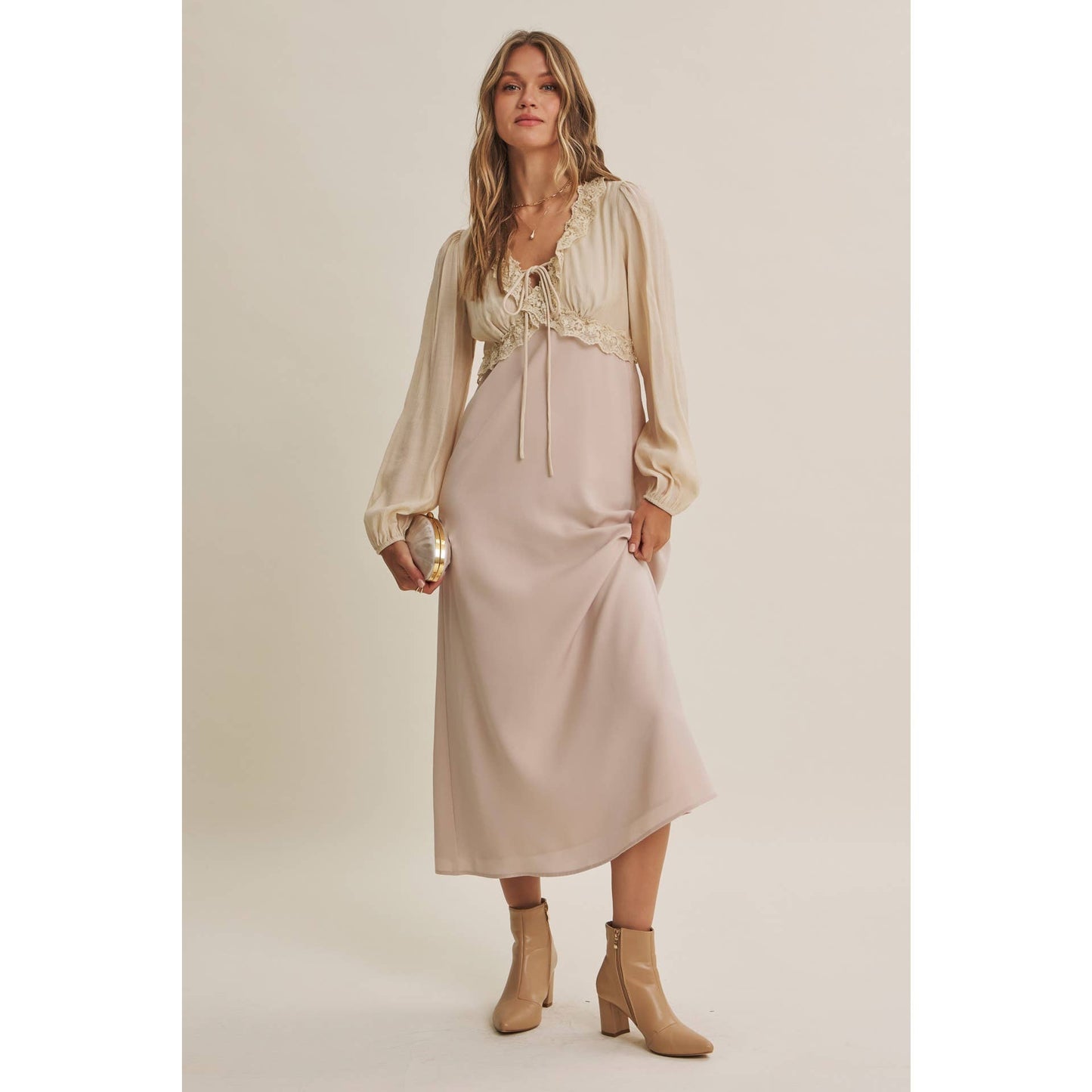 CHAMPAGNE ROSE MIDI DRESS