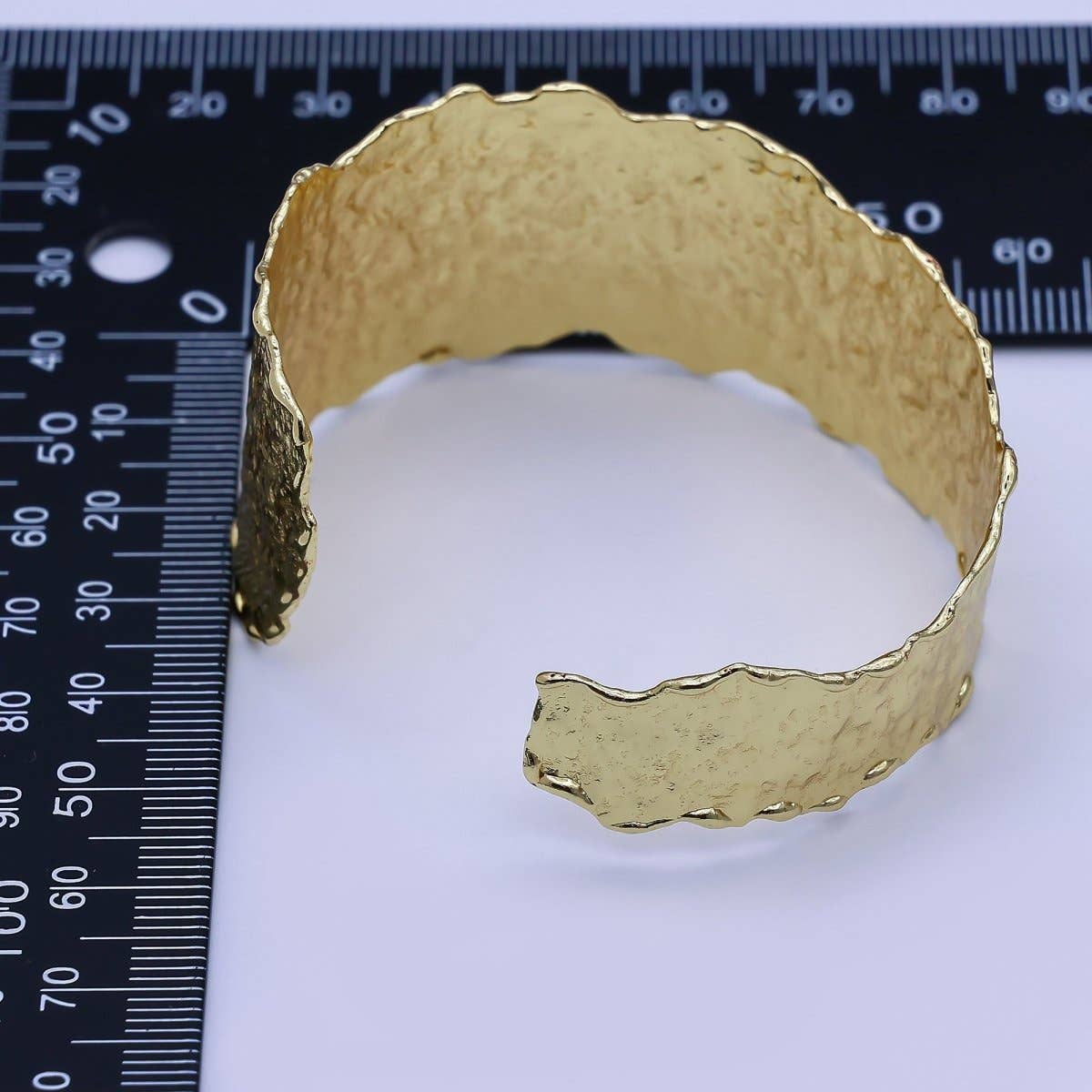 24K Gold Filled Wide Hammered Molten Geometric Cuff Bracelet