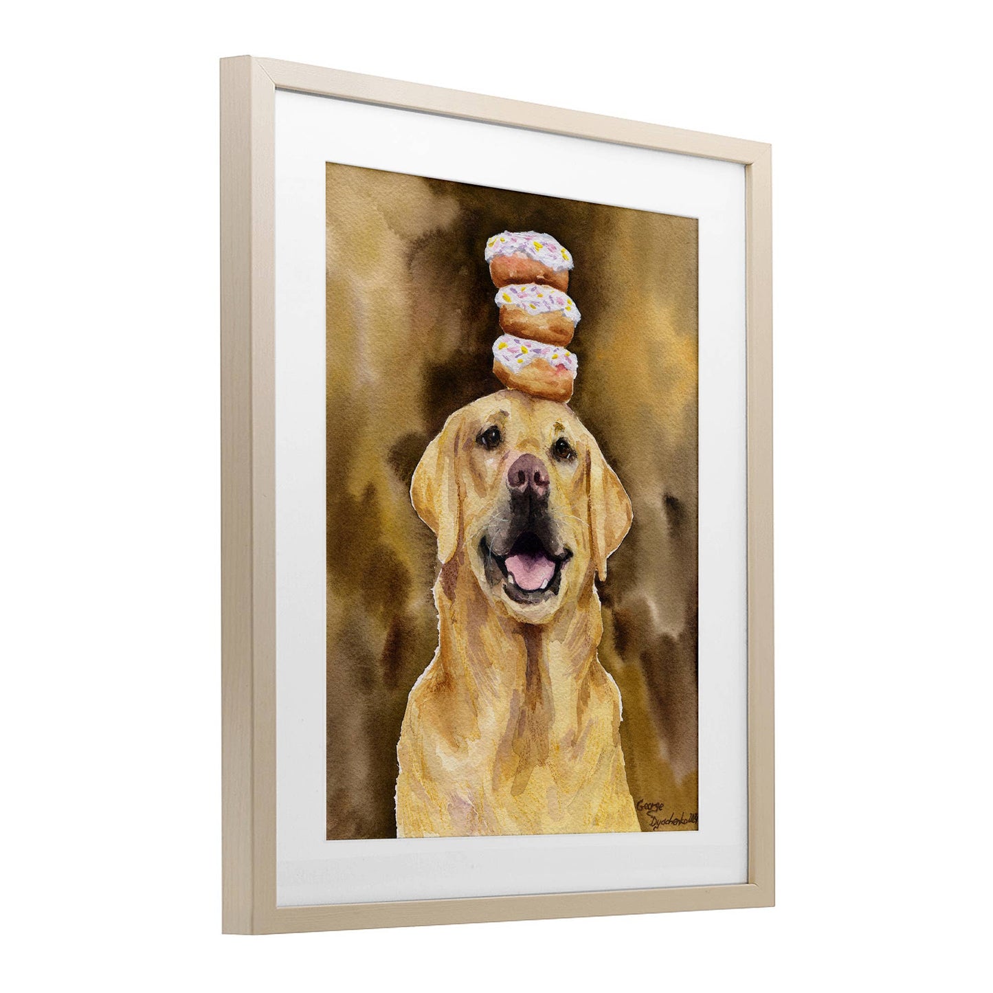 Happy Golden Retriever with - Print Under Glass Wall Art