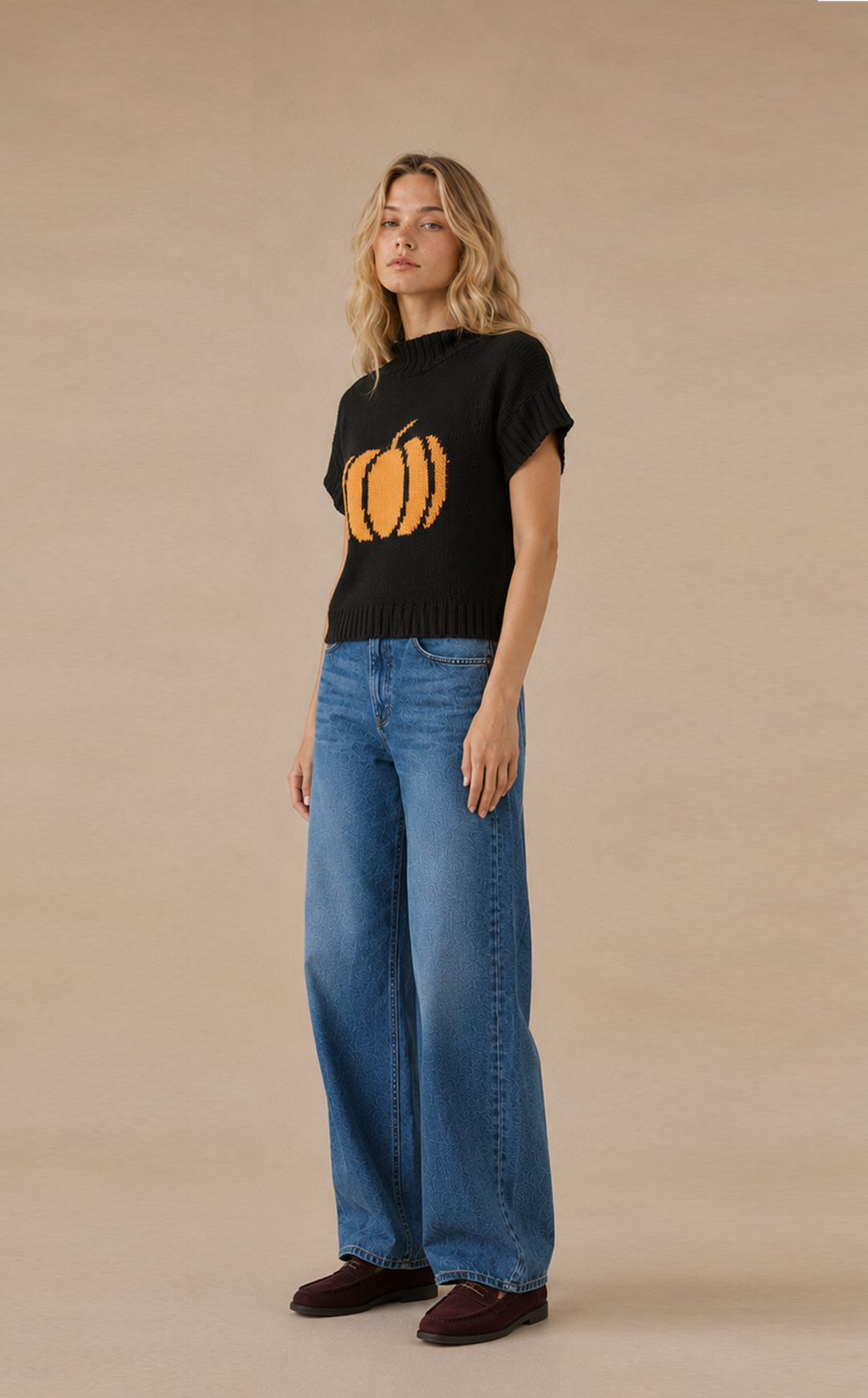 HALLOWEEN PUMPKIN SLEEVELESS SWEATER