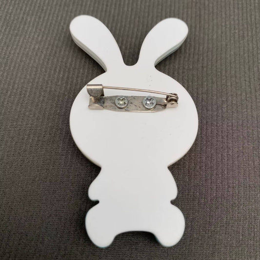 Rabbit with Glasses Acrylic Brooch