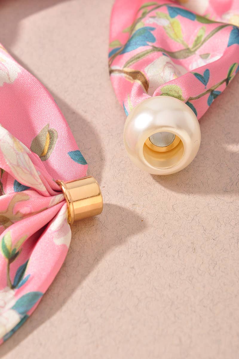 Floral Print Silk Scarf Necklace