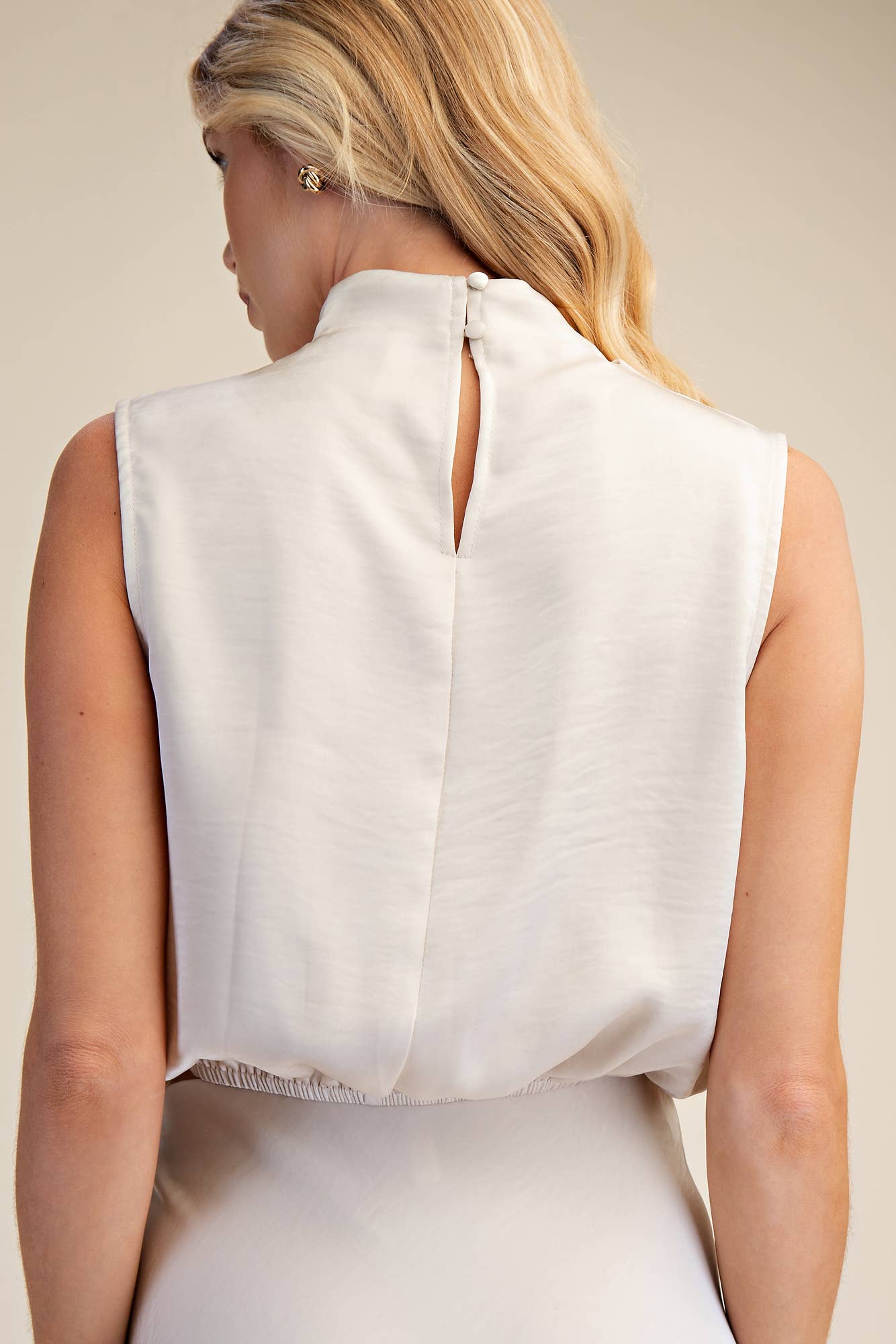 Draping High-Neck Sleeveless Top