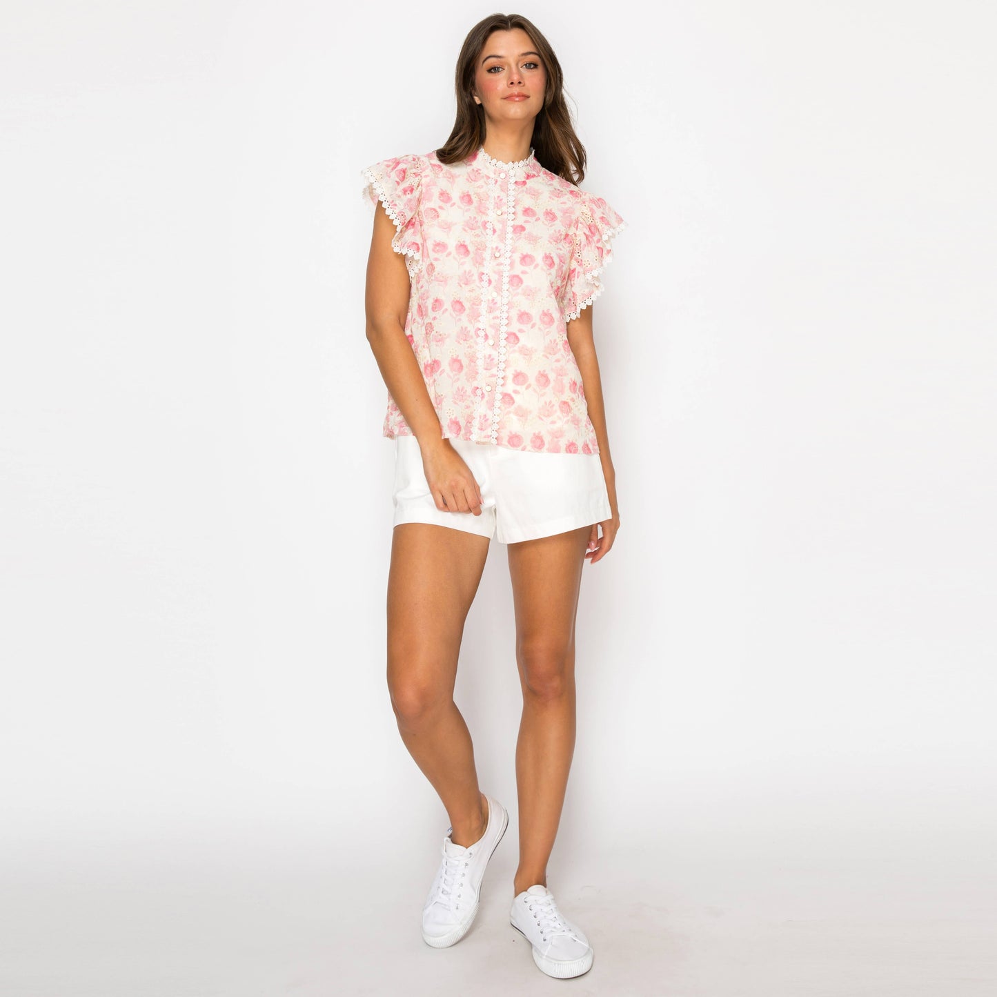 Pink Bellflower Print Blouse