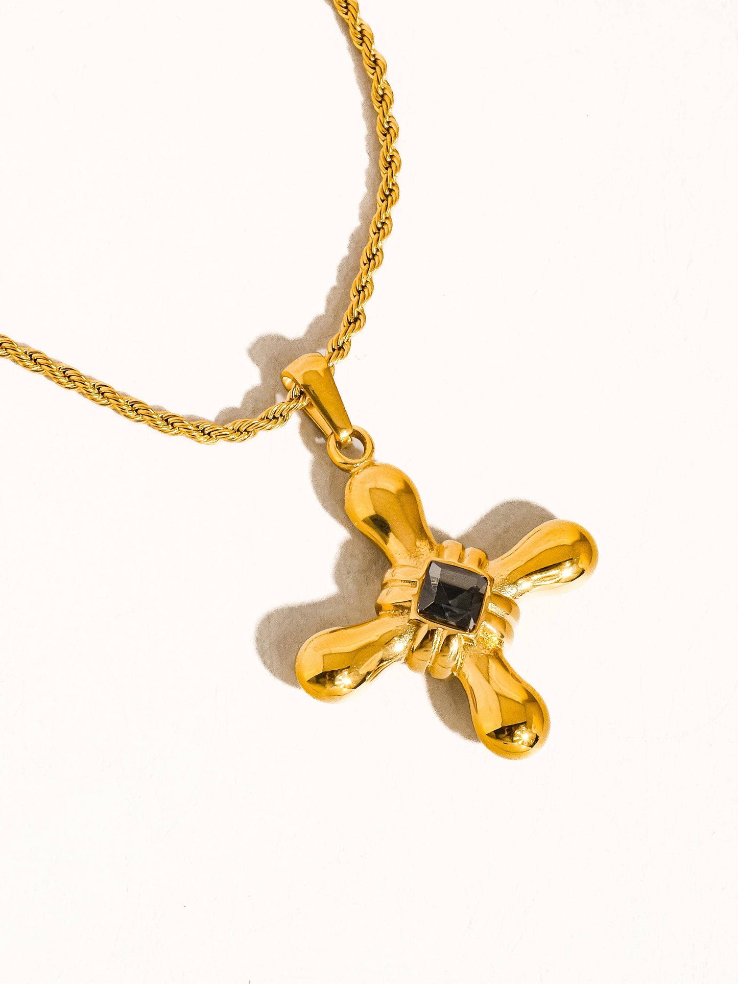 Chantal 18K Gold Non-Tarnish Stone Cross Necklace