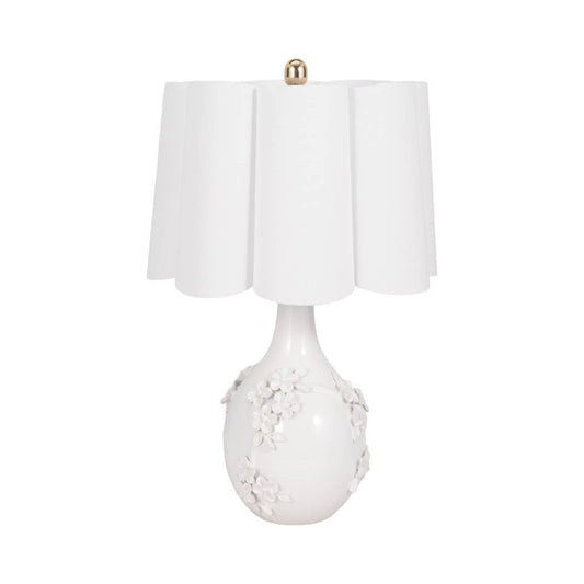 Ivory 25 in. Ceramic Floral Applique Table Lamp