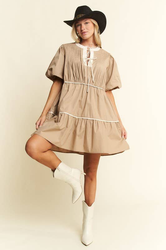 SOLID TIERED DRESS