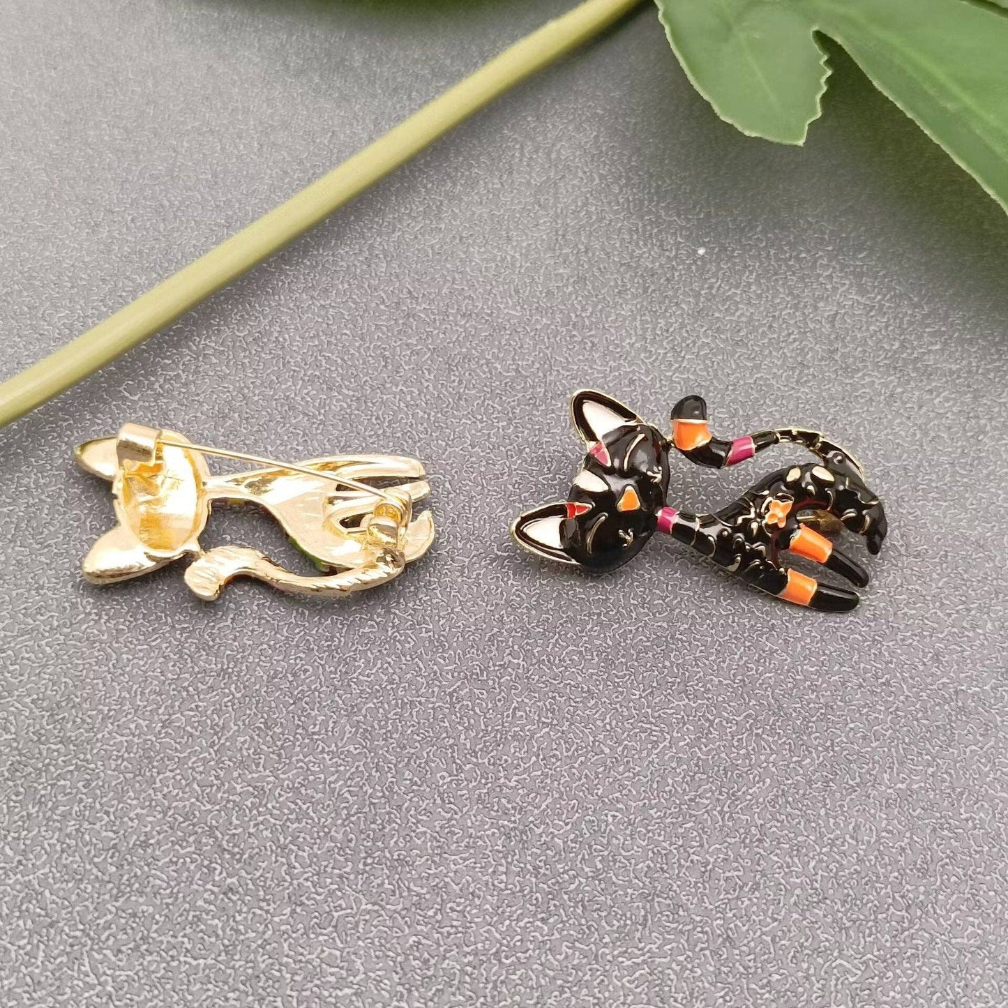 Colored Enamel Cat Brooch