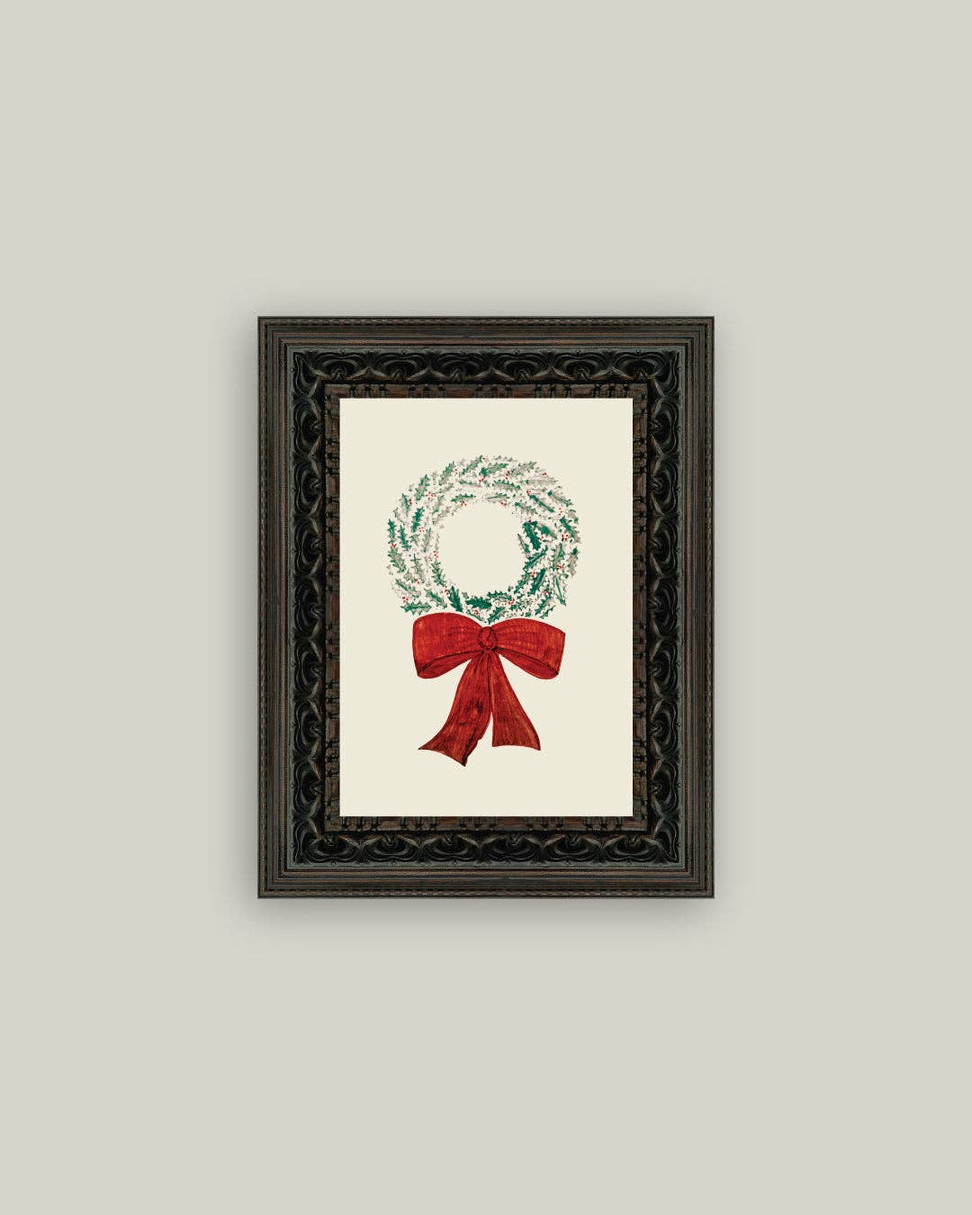 Christmas Wreath Framed Antique Art