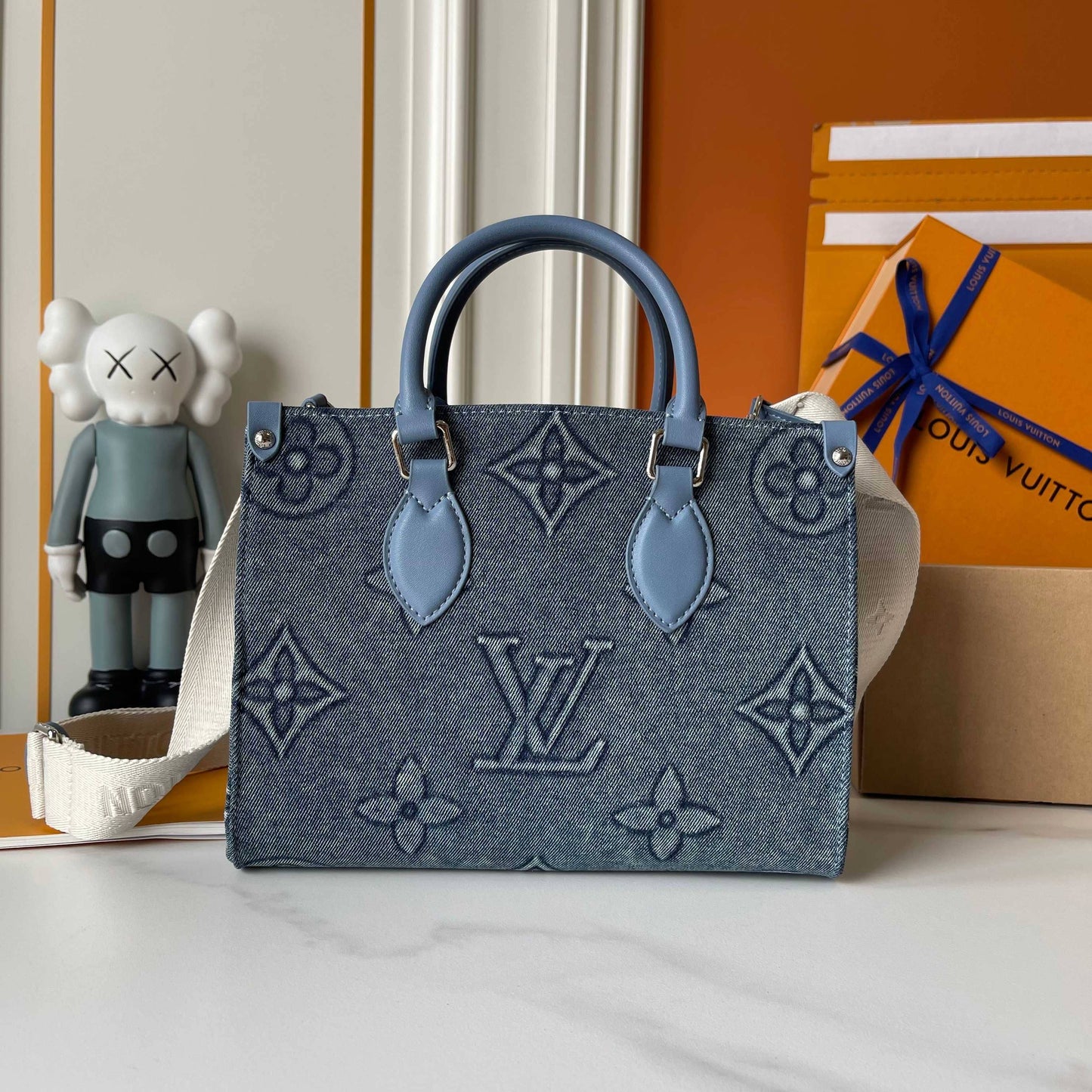 Upcycled LV Designer Denim Monogram Handbag