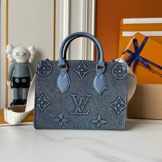 Upcycled LV Designer Denim Monogram Handbag