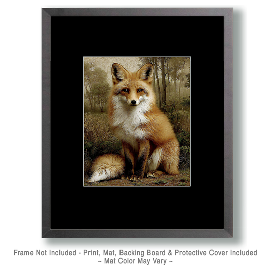 Staged Fox Still-Life Vintage Style Wildlife Art Print