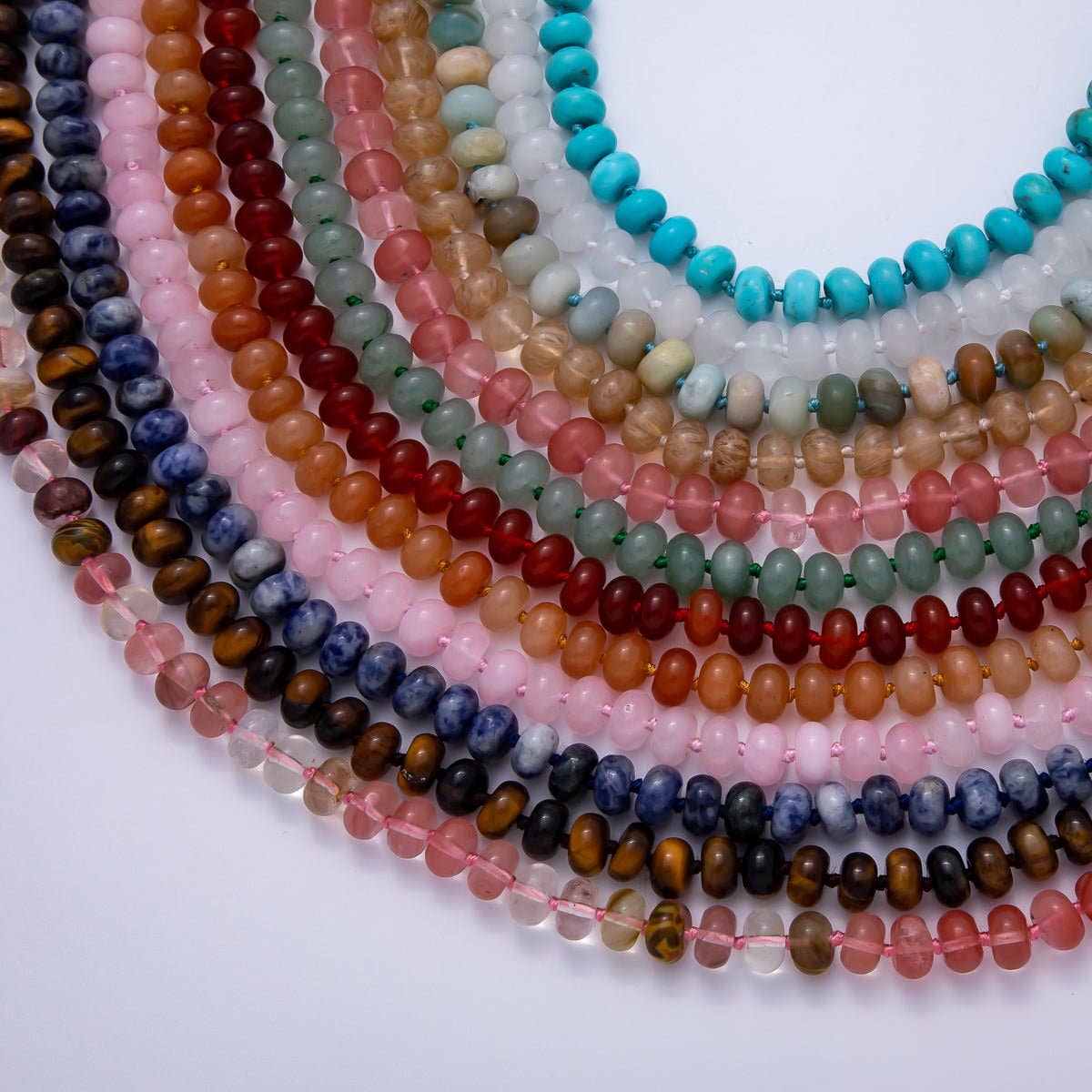 Natural Gemstone Rondelle Bead 17 Inch Necklace w Extender