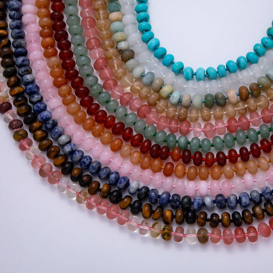 Natural Gemstone Rondelle Bead 17 Inch Necklace w Extender