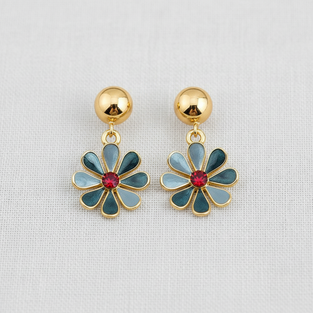 Colorful Painted Daisy Flower Stud Earrings