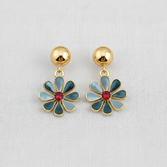 Colorful Painted Daisy Flower Stud Earrings