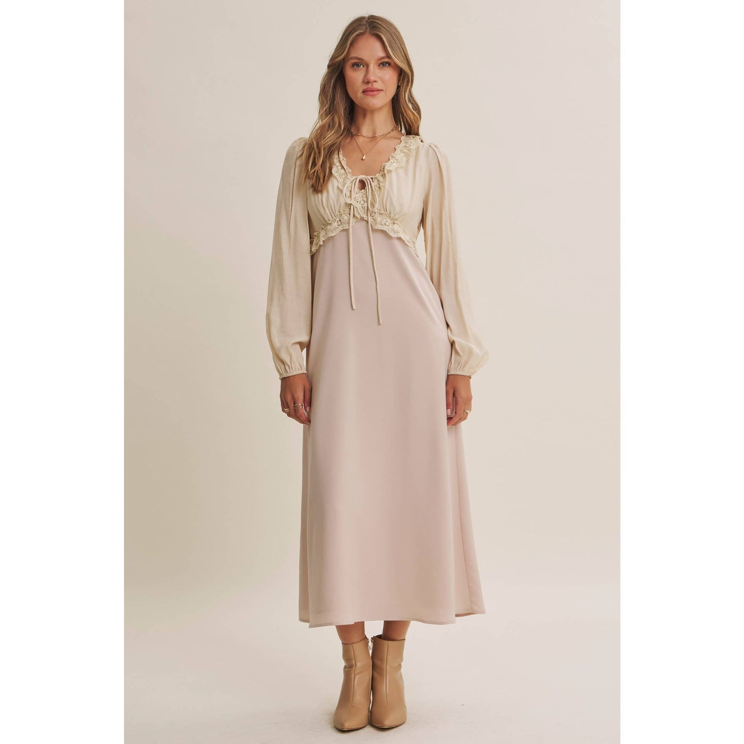 CHAMPAGNE ROSE MIDI DRESS
