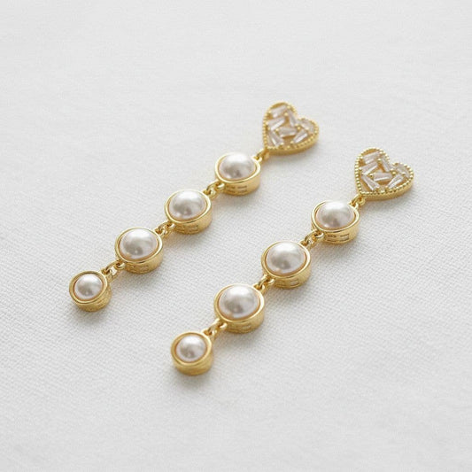 Heart-Shaped Gemstone Drop Earrings