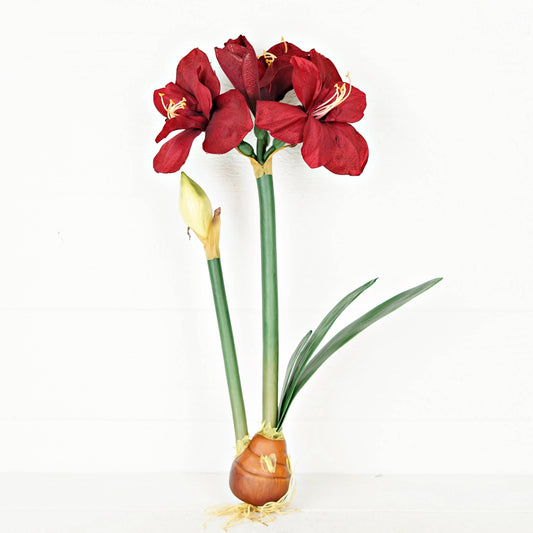 IT052RD- 22" Amaryllis bush x 4 flower w bud and leaf