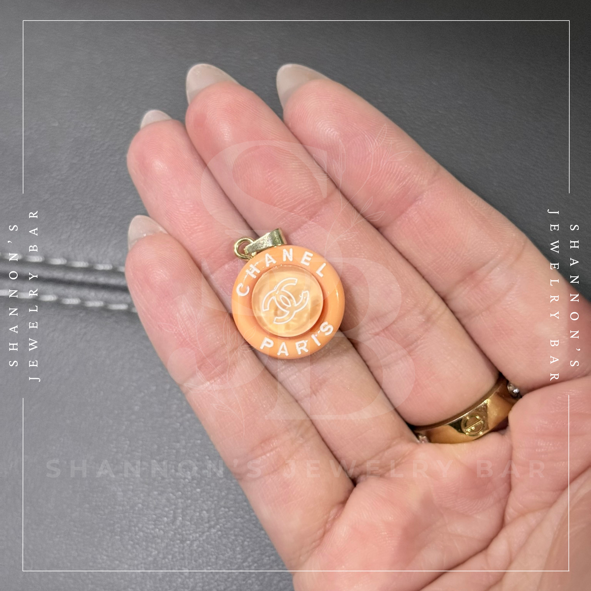 CHANEL Charm Zipper Pull Resin Orange Round CC 18mm