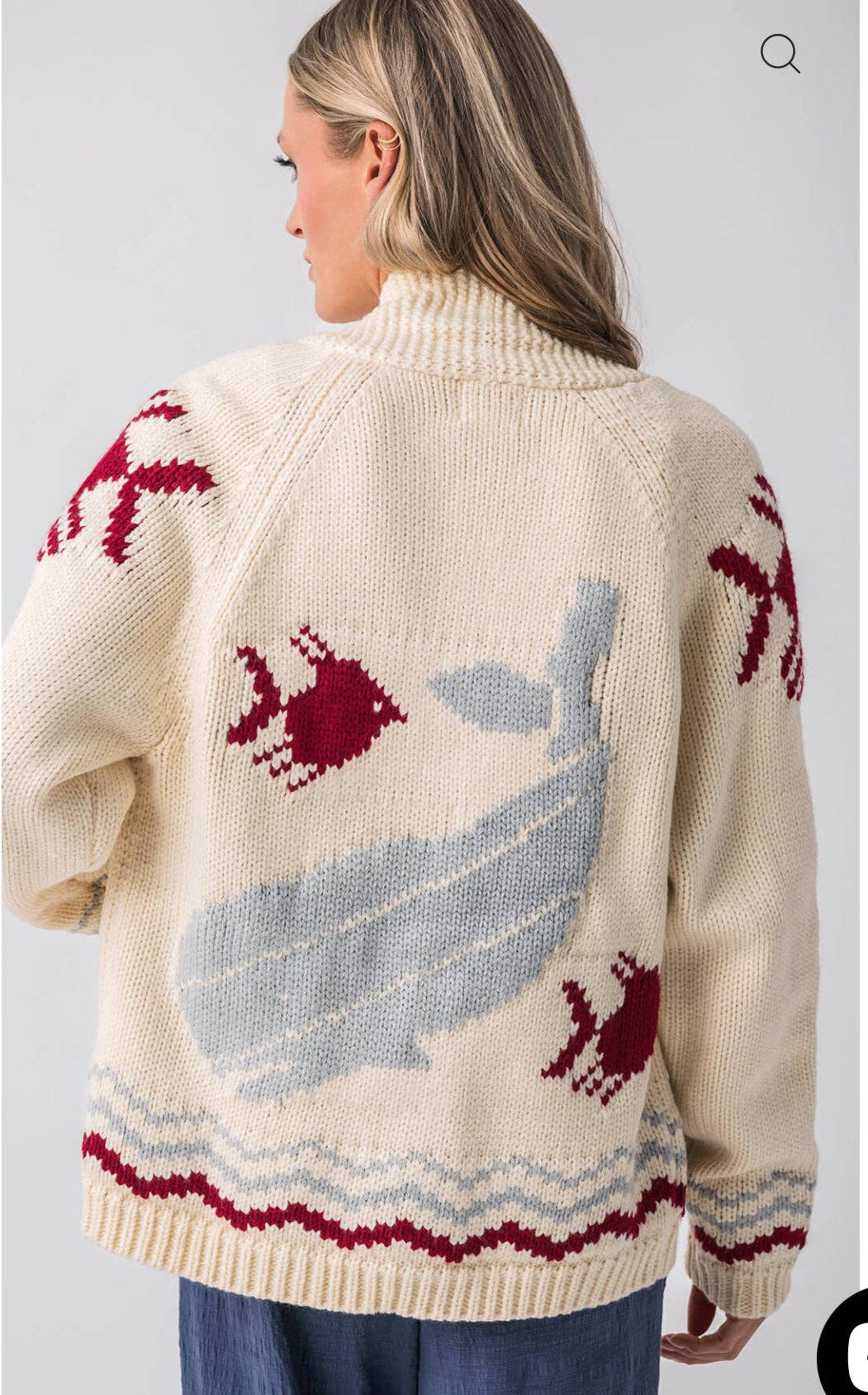 Nantucket Whale & Fish Varsity Cardigan